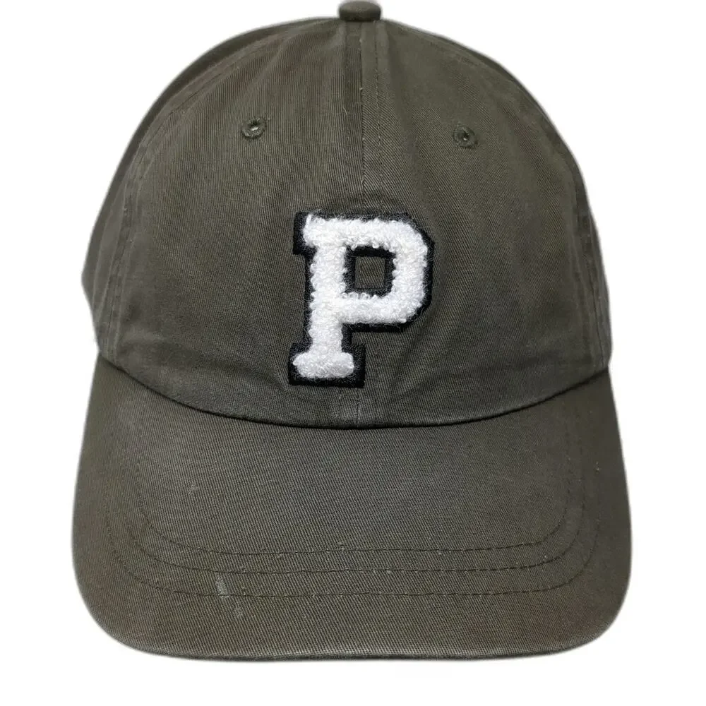 PINK Victoria's Secret Baseball Cap Green One Size P Patch Hat Slideback Cotton
